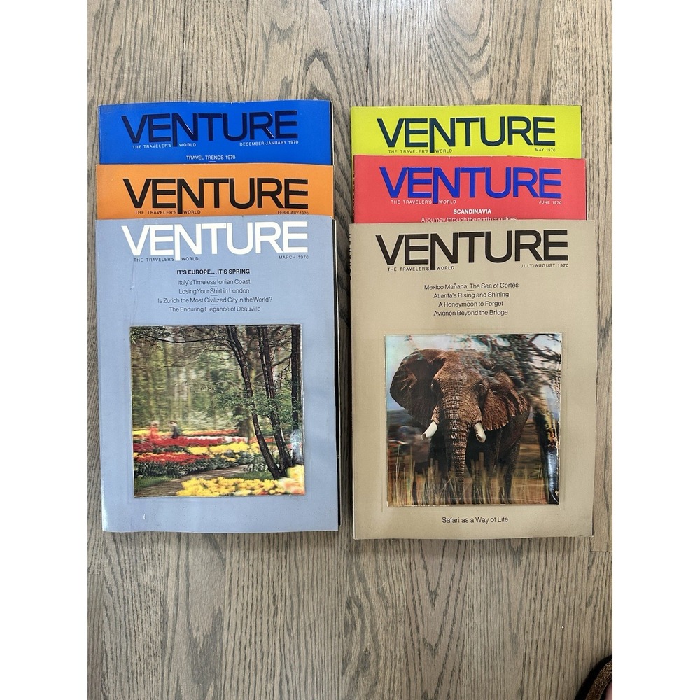 Vintage Venture Magazine- The Traveler's World 1970 Lot of 6 Lenticular 3D Cover